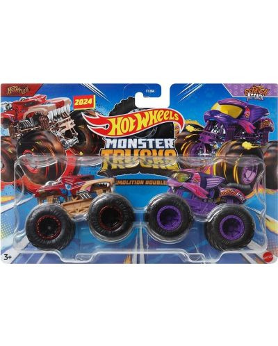 Комплект бъгита Hot Wheels Monster Trucks - HotWeller & Scratch Attack, 1:64 - 1